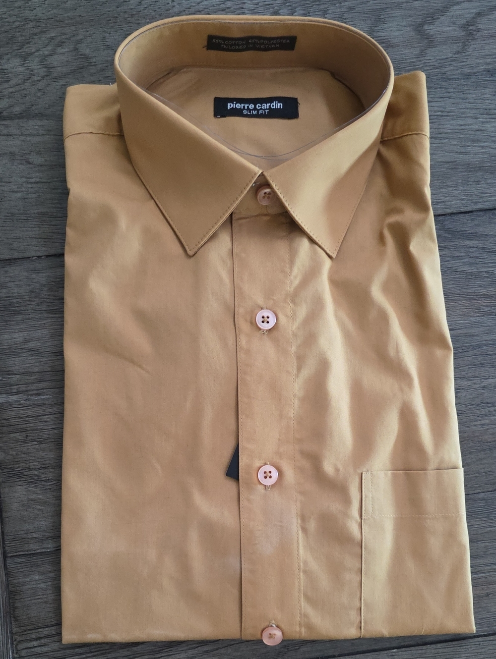 Pierre Cardin Men's Slim Fit Camel Dress Shirt